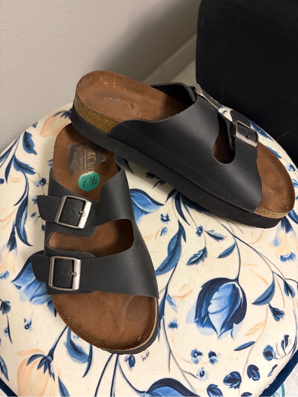 Cliffs by WHITE MOUNTAIN Black Double Buckle Women’s Slide Sandals